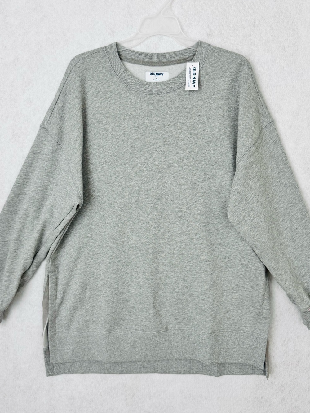 Old Navy Tunic Sweatshirt Womens Medium SoComfy Fleece Side Slit Relax Gray NWT